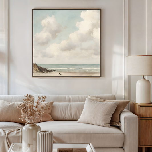 Cloudy Beach Canvas Wall Art