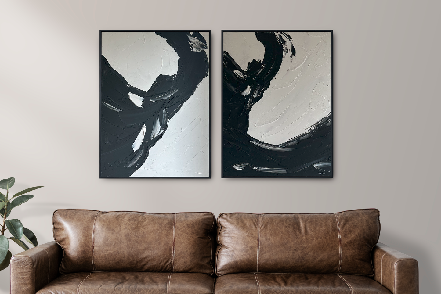 Wave Motion Art Wall Diptych set