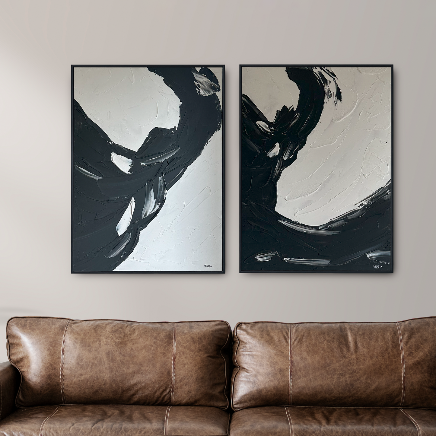 Wave Motion Art Wall Diptych set