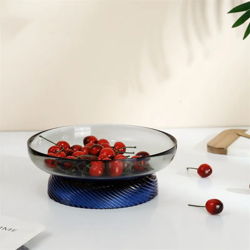 Grey and Blue crystal glass fruit plate