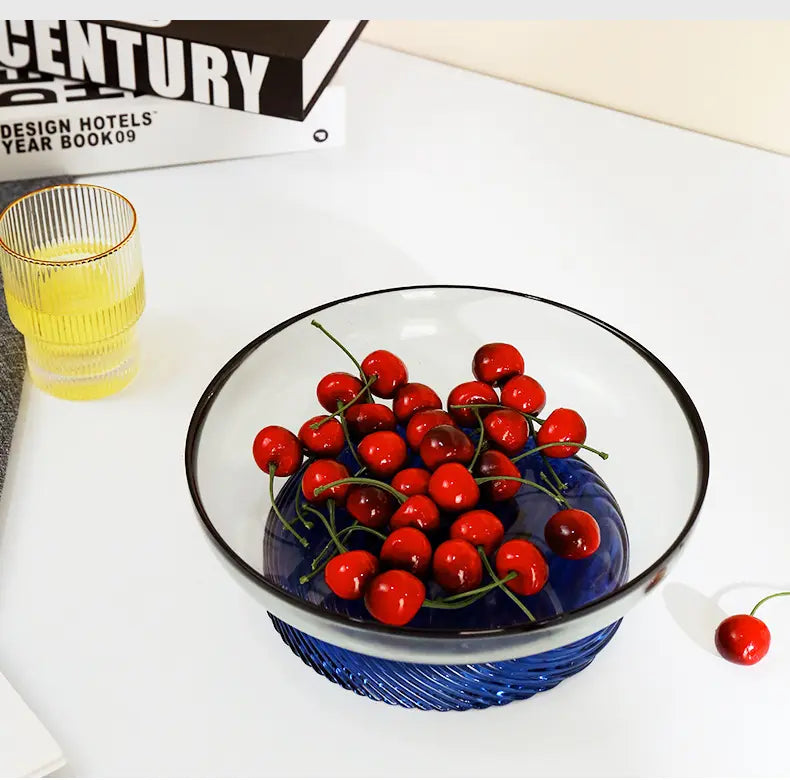 Grey and Blue crystal glass fruit plate