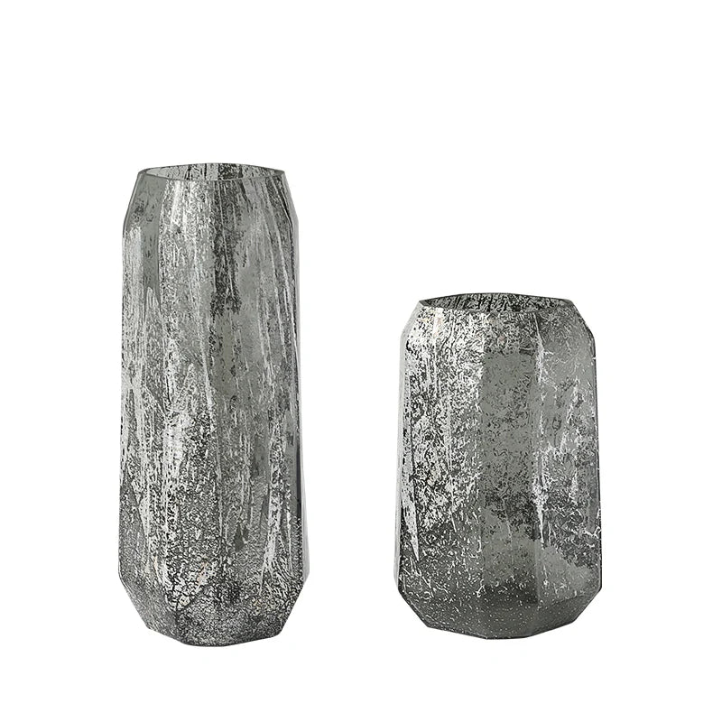 Silver pattern geometric vase high