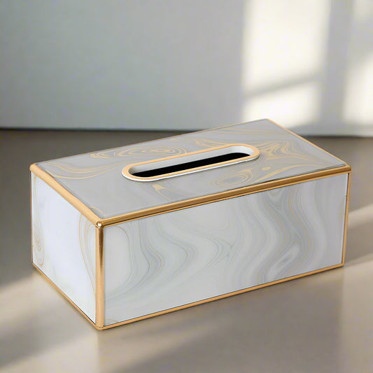 Gold-Trimmed Pattern Tissue Box