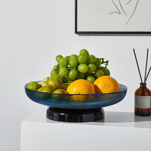 Black and Blue glass fruit plate