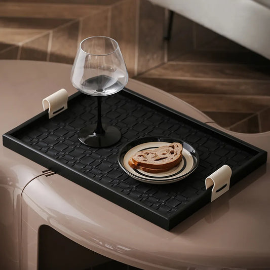 Beige two-ear + black leather
tray