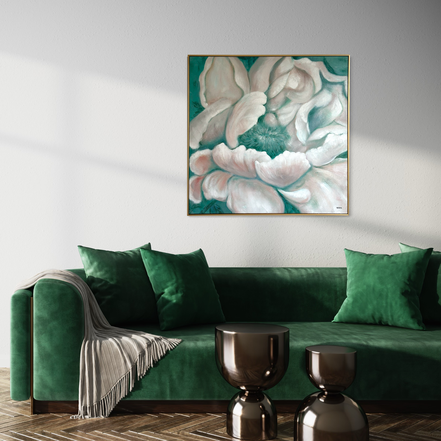 Emerald Petals Art Wall Canvas