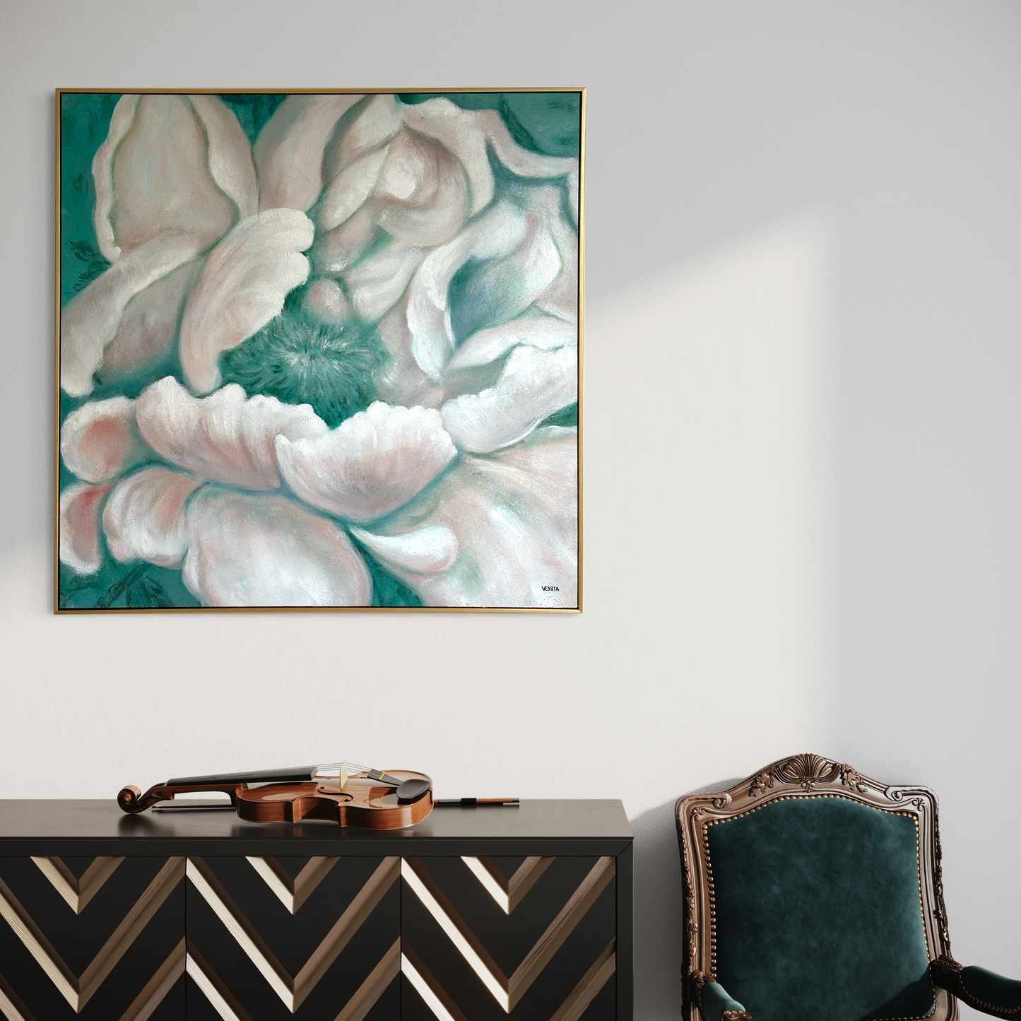 Emerald Petals Art Wall Canvas