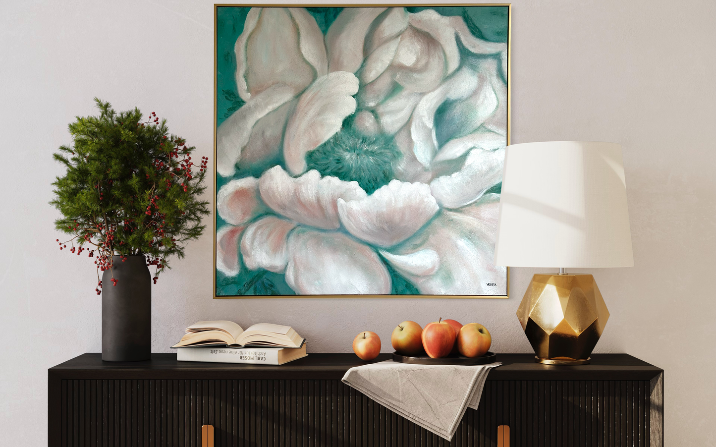 Emerald Petals Art Wall Canvas