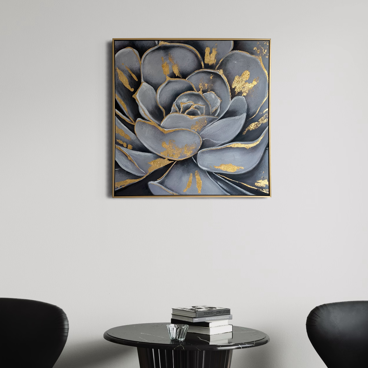 Grey & Gold Succulent Art Wall