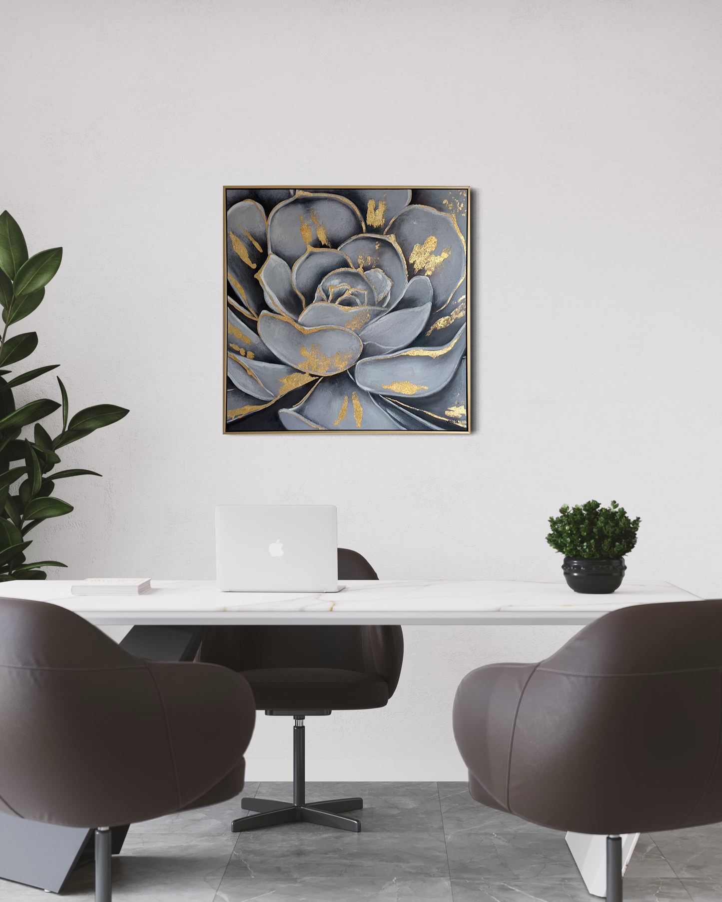 Grey & Gold Succulent Art Wall