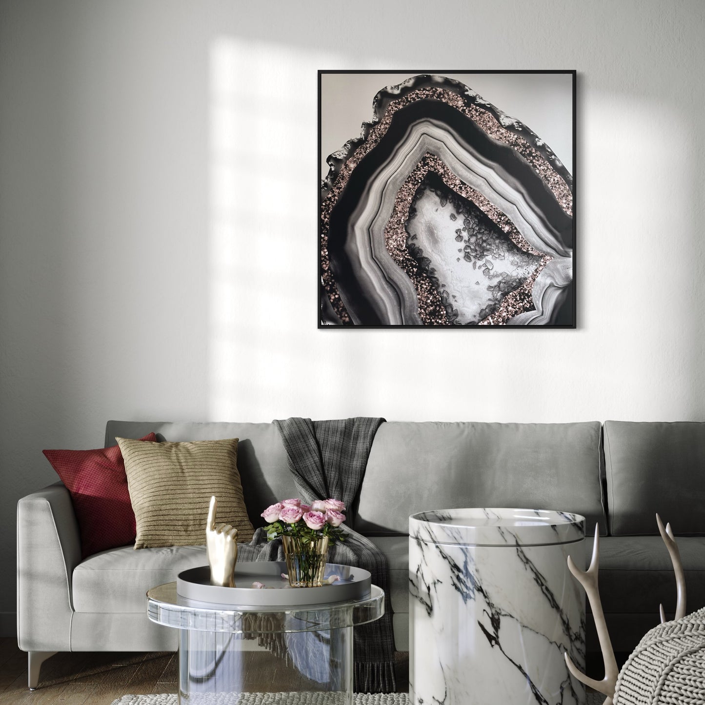 Rose Gold Agate Art Wall