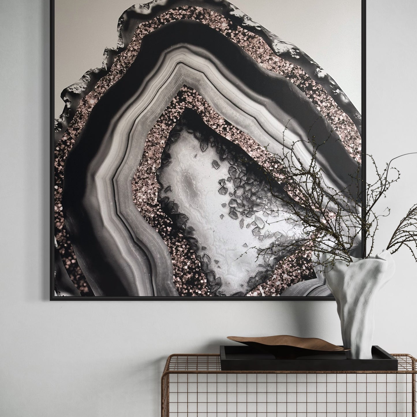 Rose Gold Agate Art Wall