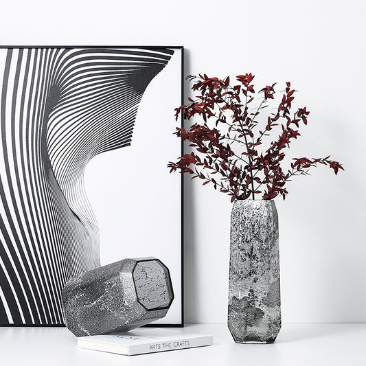 Silver pattern geometric vase high