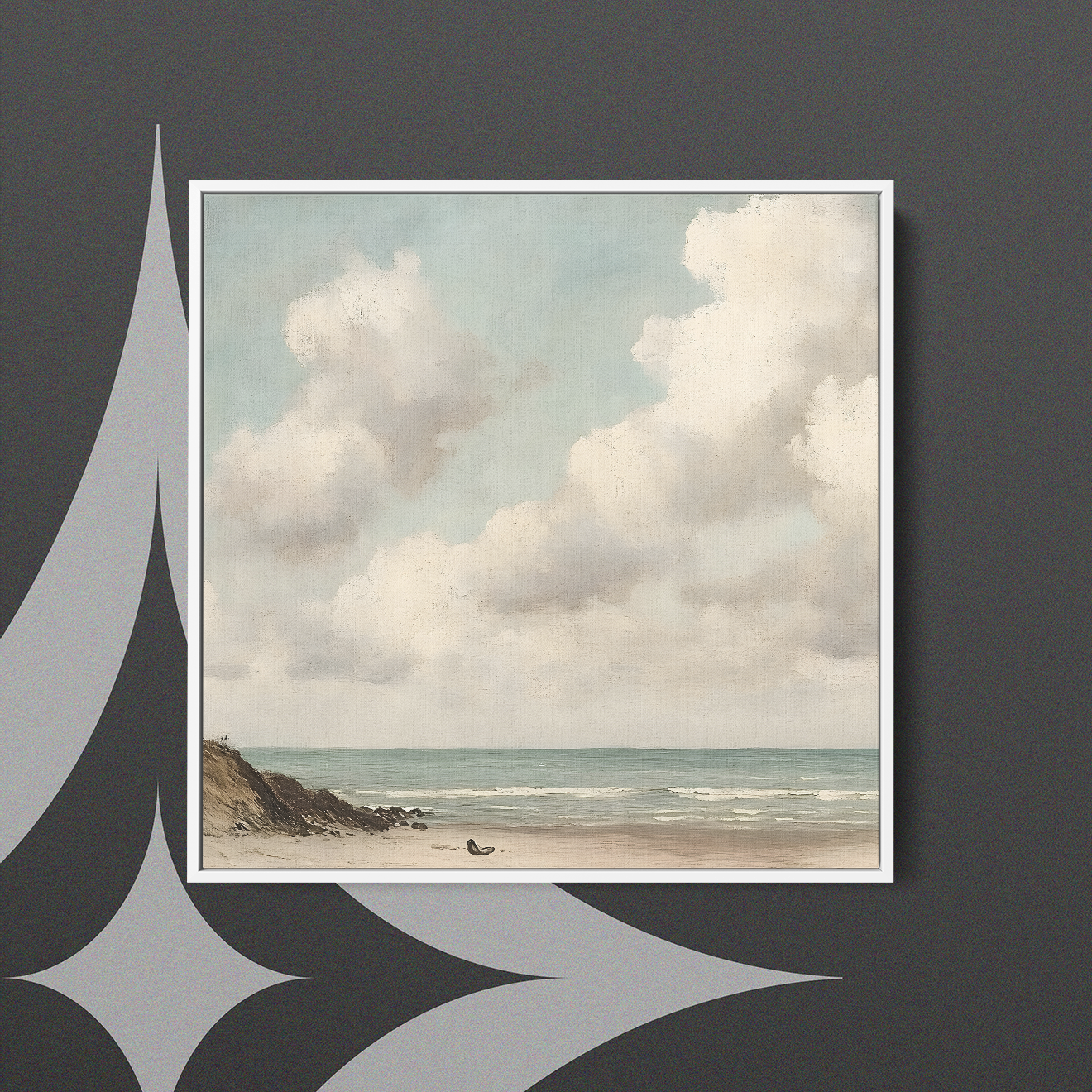 Cloudy Beach Canvas Wall Art