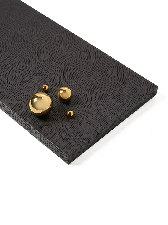 Black rectangle & metal ball  tray