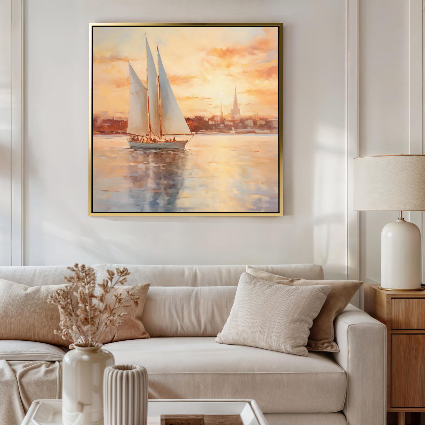 Golden Sunset Sail wall art