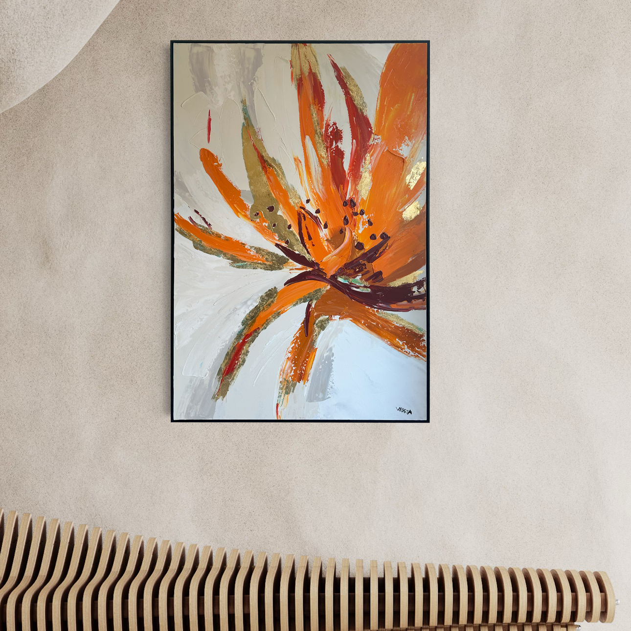 Floral Blaze: Abstract Burst of Orange and Gold